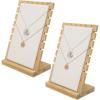 necklace display standMyGift 2-Pack Bamboo Jewelry Display Stands with PU Panel & Multi-Rung Design – Detachable Bases, Non-Scratch Surface jewelry display for vendors,(White)