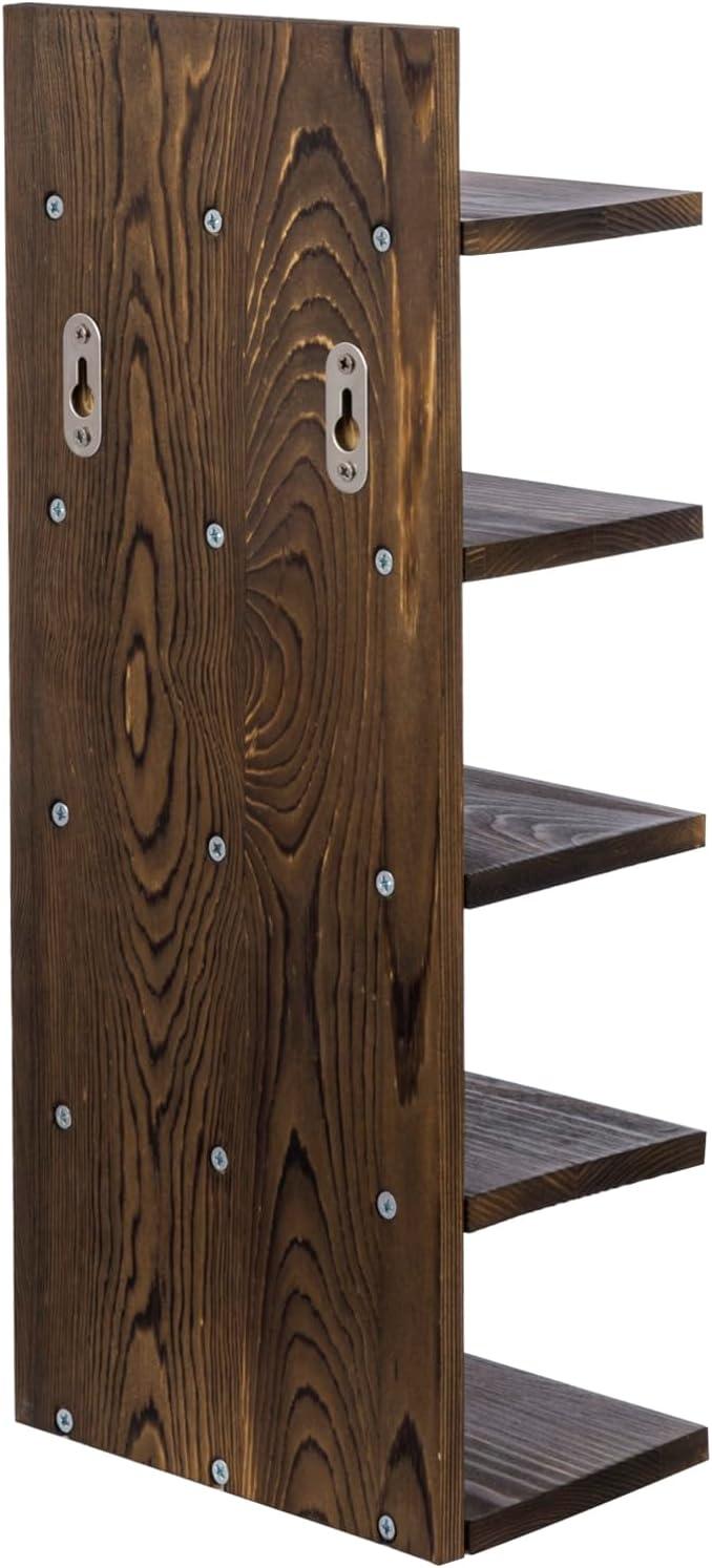 imageMyGift 5 Tier Vintage Gray Solid Wood Sunglasses Holder Rack Wall Mounted Eye Glasses Shelf or Tabletop Display Stand Retail Eyewear Showcase Storage OrganizerBurnt Wood