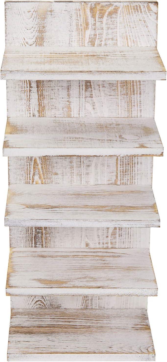 imageMyGift 5 Tier Vintage Gray Solid Wood Sunglasses Holder Rack Wall Mounted Eye Glasses Shelf or Tabletop Display Stand Retail Eyewear Showcase Storage OrganizerWhitewashed