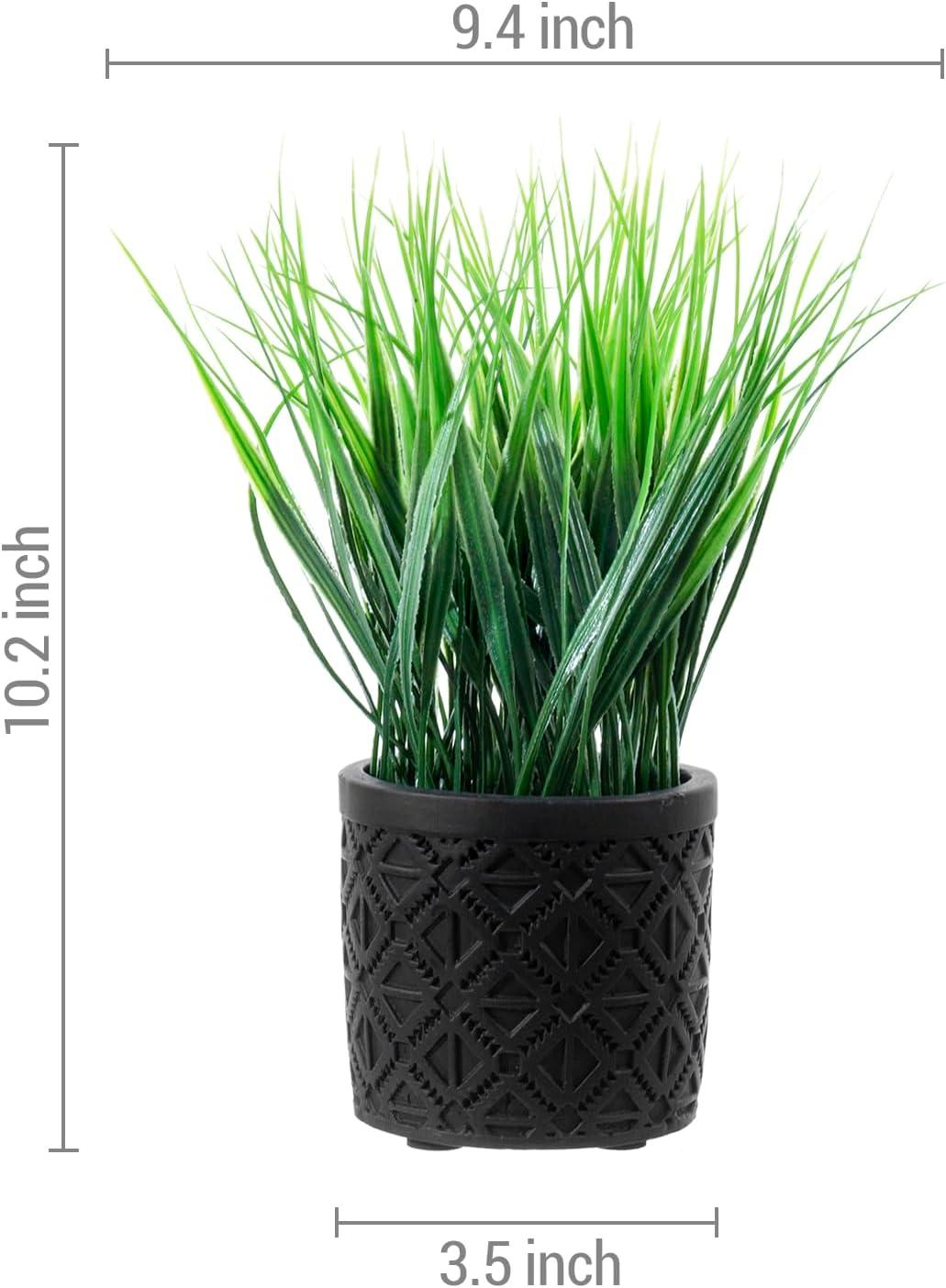 imageMyGift Artificial Eucalyptus Plant in Modern Gray Concrete Pots with Geometric Embossed Pattern 1 BlueBlack Geometric Embossed Pattern