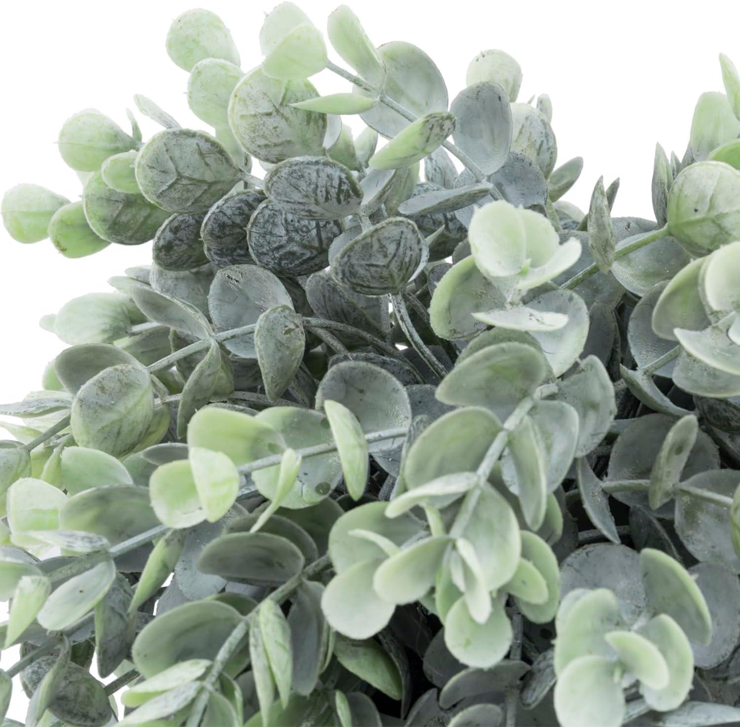 imageMyGift Artificial Eucalyptus Plant in Modern Gray Concrete Pots with Geometric Embossed Pattern 1 BlueGrey