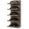 MyGift 5 Tier Vintage Gray Solid Wood Sunglasses Holder Rack, Wall Mounted Eye Glasses Shelf or Tabletop Display Stand, Retail Eyewear Showcase Storage Organizer(Vintage Gray)