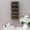 MyGift 5 Tier Vintage Gray Solid Wood Sunglasses Holder Rack, Wall Mounted Eye Glasses Shelf or Tabletop Display Stand, Retail Eyewear Showcase Storage Organizer(Vintage Gray)
