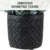 MyGift Artificial Eucalyptus Plant in Modern Gray Concrete Pots with Geometric Embossed Pattern (1, Blue)(Black)