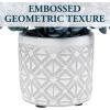 MyGift Artificial Eucalyptus Plant in Modern Gray Concrete Pots with Geometric Embossed Pattern (1, Blue)(Blue)