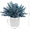 MyGift Artificial Eucalyptus Plant in Modern Gray Concrete Pots with Geometric Embossed Pattern (1, Blue)(Blue)