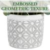 MyGift Artificial Eucalyptus Plant in Modern Gray Concrete Pots with Geometric Embossed Pattern (1, Blue)(Gray & White)