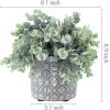 MyGift Artificial Eucalyptus Plant in Modern Gray Concrete Pots with Geometric Embossed Pattern (1, Blue)(Grey)