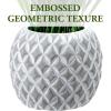 MyGift Artificial Eucalyptus Plant in Modern Gray Concrete Pots with Geometric Embossed Pattern (1, Blue)(White & Gray)