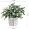 MyGift Artificial Eucalyptus Plant in Modern Gray Concrete Pots with Geometric Embossed Pattern (1, Blue)(White)