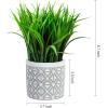 MyGift Artificial Eucalyptus Plant in Modern Gray Concrete Pots with Geometric Embossed Pattern (1, Blue)(White Geometric Embossed Pattern)
