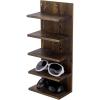 MyGift 5 Tier Vintage Gray Solid Wood Sunglasses Holder Rack, Wall Mounted Eye Glasses Shelf or Tabletop Display Stand, Retail Eyewear Showcase Storage Organizer(Burnt Wood)