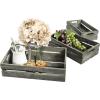 MyGift Rustic Weathered Gray Wood Nesting Storage Crates with Cutout Handles, Decorative Coastal Wooden Pallet Stackable Open Top Bin Boxes, 3 Piece Set