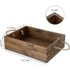 MyGift Vintage White Wood Decorative Storage Organizer Bin with Rope Handles, Open Top Small Crate Box for Bathroom Accessories, Books, Crafts, Fruits(Brown (15 Inch))