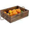 MyGift Vintage White Wood Decorative Storage Organizer Bin with Rope Handles, Open Top Small Crate Box for Bathroom Accessories, Books, Crafts, Fruits(Brown (15 Inch))