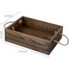 MyGift Vintage White Wood Decorative Storage Organizer Bin with Rope Handles, Open Top Small Crate Box for Bathroom Accessories, Books, Crafts, Fruits(Brown (13 Inch))