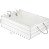 MyGift Vintage White Wood Decorative Storage Organizer Bin with Rope Handles, Open Top Small Crate Box for Bathroom Accessories, Books, Crafts, Fruits(Vintage White)