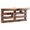 MyGift Wall Mounted Burnt Wood Entryway Organizer Key Holder Rack with 4 Hooks and 3 Tiered Decorative Display Shelves(Brown)