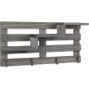 MyGift Wall Mounted Burnt Wood Entryway Organizer Key Holder Rack with 4 Hooks and 3 Tiered Decorative Display Shelves(Grey)