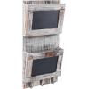 MyGift Wall Mounted Solid Torched Wood 2 Slot Mail and Key Holder Organizer Entryway Rack with Chalkboard Surface and 3 Hooks(Brown)