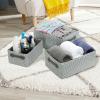 Set of 3 Nesting Storage Baskets, Woven Magazine & Newspaper Bins, Toy Organizers, Gray