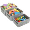 Set of 3 Nesting Storage Baskets, Woven Magazine & Newspaper Bins, Toy Organizers, Gray