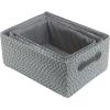Set of 3 Nesting Storage Baskets, Woven Magazine & Newspaper Bins, Toy Organizers, Gray