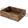 MyGift Vintage White Wood Decorative Storage Organizer Bin with Rope Handles, Open Top Small Crate Box for Bathroom Accessories, Books, Crafts, Fruits(Brown (15 Inch))
