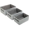 Set of 3 Nesting Storage Baskets, Woven Magazine & Newspaper Bins, Toy Organizers, Gray