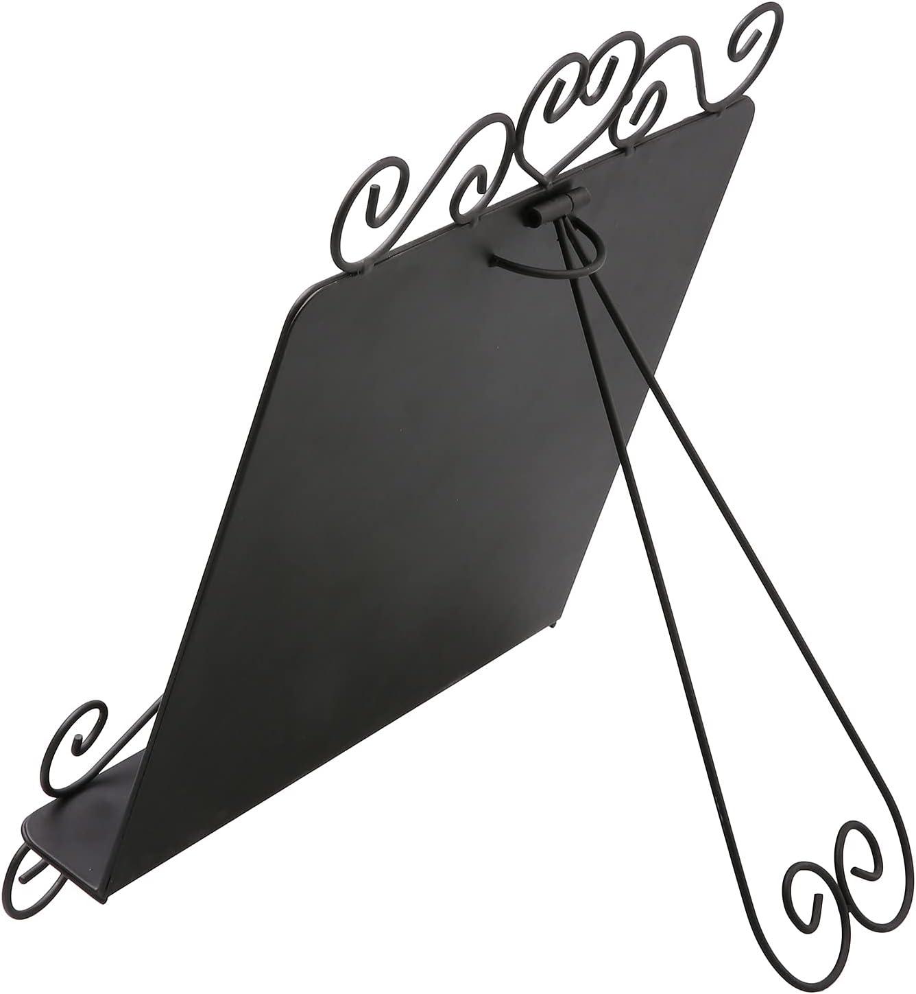 imageMyGift Black Metal Cookbook Stand for Kitchen Counter Cookbook Easel Stand with Weighted Page Holder and Vintage Scrollwork DesignBlack