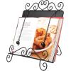 MyGift Black Metal Cookbook Stand for Kitchen Counter, Cookbook Easel Stand with Weighted Page Holder and Vintage Scrollwork Design(Black)