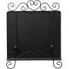 MyGift Black Metal Cookbook Stand for Kitchen Counter, Cookbook Easel Stand with Weighted Page Holder and Vintage Scrollwork Design(Black)