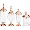 MyGift 4 Piece Set Antique Clear Glass Bathroom Apothecary Jars with Lid, Wedding Centerpiece, Kitchen Storage Jars with Metallic Copper Base and Lids