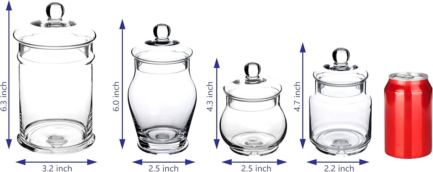 imageMyGift Small Decorative Glass Apothecary Candy Jars Small Storage Canisters with Lids Set of 4