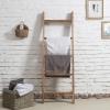 MyGift 4ft Tall Rustic Burnt Natural Wood Wall Leaning Blanket Ladder Shelf with 5 Rungs, Decorative Living Room Throw and Quilt Holder, Farmhouse Bedroom Decor(Burnt Wood)