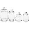 MyGift Small Decorative Glass Apothecary Candy Jars, Small Storage Canisters with Lids, Set of 4
