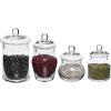 MyGift Small Decorative Glass Apothecary Candy Jars, Small Storage Canisters with Lids, Set of 4