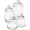 MyGift Small Decorative Glass Apothecary Candy Jars, Small Storage Canisters with Lids, Set of 4