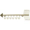 MyGift 12 Inch Wall Mounted Brass Tone Metal Arrow Shaped Jewelry Organizer, Hanging Accessories Storage Display Rack with 6 Hooks for Necklaces Bracelets Keys(Satin Brass)