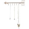 MyGift 12 Inch Wall Mounted Brass Tone Metal Arrow Shaped Jewelry Organizer, Hanging Accessories Storage Display Rack with 6 Hooks for Necklaces Bracelets Keys(Satin Rose Gold)