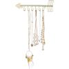 MyGift 12 Inch Wall Mounted Brass Tone Metal Arrow Shaped Jewelry Organizer, Hanging Accessories Storage Display Rack with 6 Hooks for Necklaces Bracelets Keys(Brass (Set of 2))