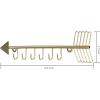 MyGift 12 Inch Wall Mounted Brass Tone Metal Arrow Shaped Jewelry Organizer, Hanging Accessories Storage Display Rack with 6 Hooks for Necklaces Bracelets Keys(Satin Brass)