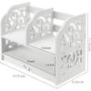MyGift 2-Tier White Openwork Design Desktop Book and Stationary Organizer Rack, Countertop Bookcase Shelf