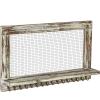 MyGift Distressed Wood Wall Mounted Jewelry Earring Bracelet Organizer Display Shelf with 16 Necklace Hooks