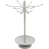 MyGift Freestanding Copper Tone Metal Rotating Jewelry Stand Organizer Display Tree with 24 Hooks for Bracelets, Necklaces, Hoop Earrings(White)