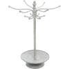 MyGift Freestanding Copper Tone Metal Rotating Jewelry Stand Organizer Display Tree with 24 Hooks for Bracelets, Necklaces, Hoop Earrings(White)