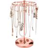 MyGift Freestanding Copper Tone Metal Rotating Jewelry Stand Organizer Display Tree with 24 Hooks for Bracelets, Necklaces, Hoop Earrings(Copper)