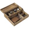 MyGift Rustic Burnt Wood Watch Display Case and Valet Storage Jewelry Box Organizer for Men and Women Accessories(Burnt Wood)