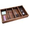 MyGift Burnt Wood Drawer Organizer Tray with 4 Slots, Multipurpose Utensil, Cutlery, Tools Wooden Bin