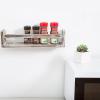 MyGift Torched Wood Spice Rack Wall Mount Hanging Kitchen Seasoning Jar and Condiment Display Shelves, Set of 2